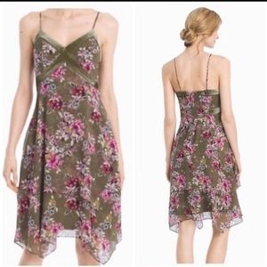 Olive Green Velvet Trim Dress